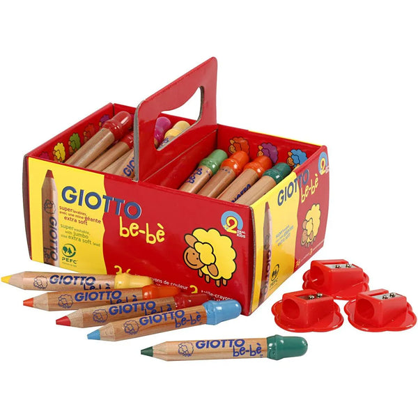 Giotto Be-Be Large Wooden Pencils With Sharpeners School Pack of 36