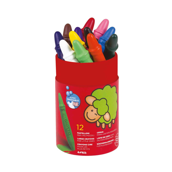 Giotto Be-Be Large Wax Crayons Pot of 12