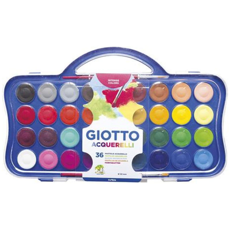 Giotto Aquarell Watercolour Blocks Set of 36 With 2 Brushes