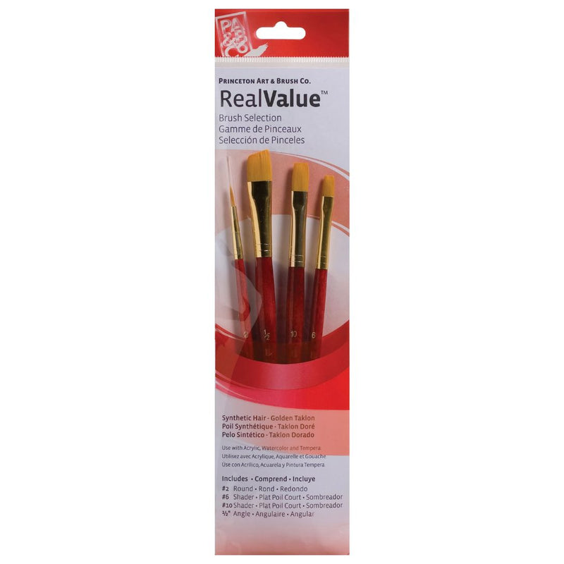 Princeton Real Value Synthetic Golden Taklon 9123 Brushes Set of 4