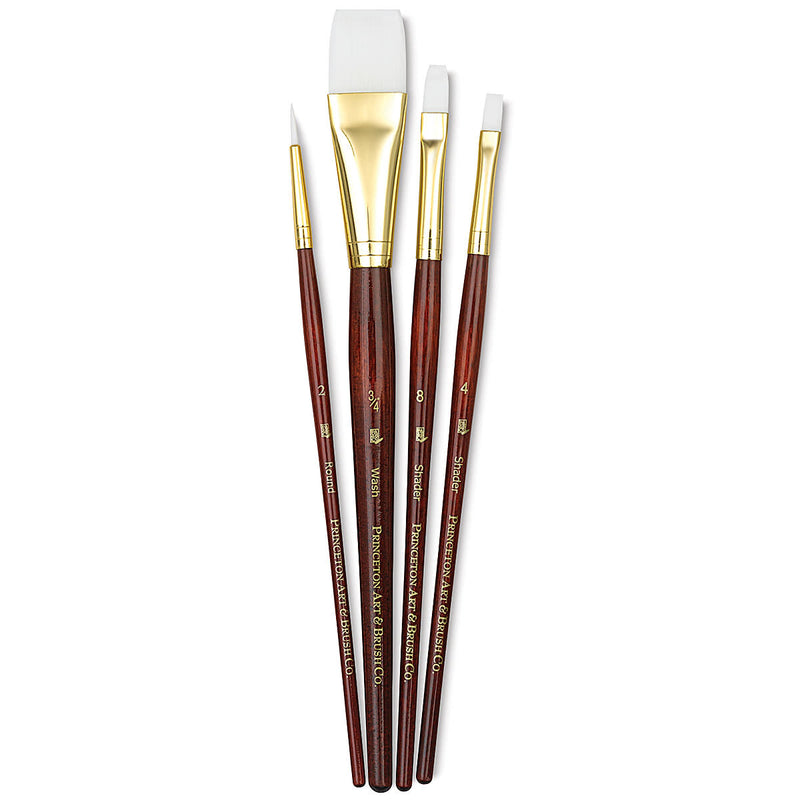 Princeton Real Value Synthetic White Taklon 9125 Brushes Set of 4