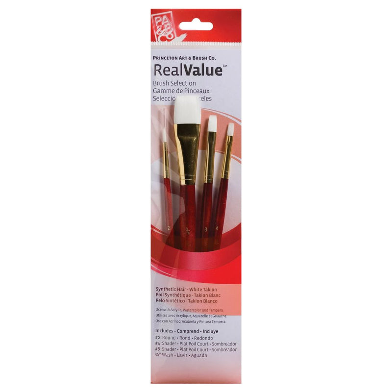 Princeton Real Value Synthetic White Taklon 9125 Brushes Set of 4