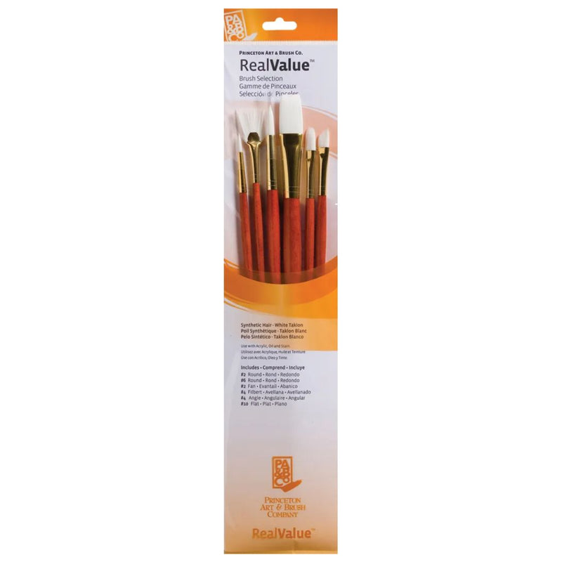 Princeton Real Value Synthetic White Taklon 9156 Brushes Set of 6