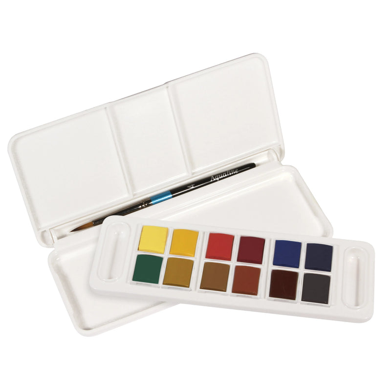 Daler Rowney Aquafine 12 Half Pan Paint Travel Set