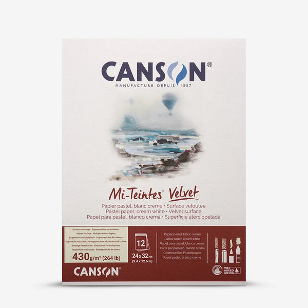 Canson Mi-Teintes Velvet 430gsm Cream White Pastel Pads#Size_24X32CM