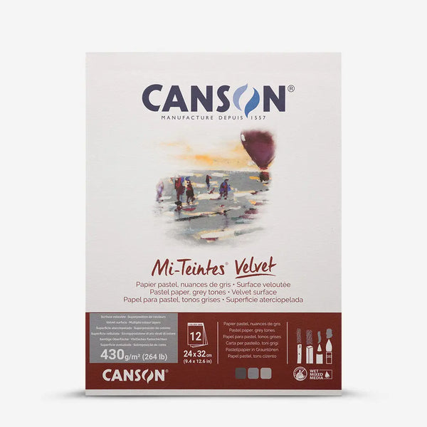 Canson Mi-Teintes Velvet 430gsm Grey Tones Pastel Pads#Size_24X32CM