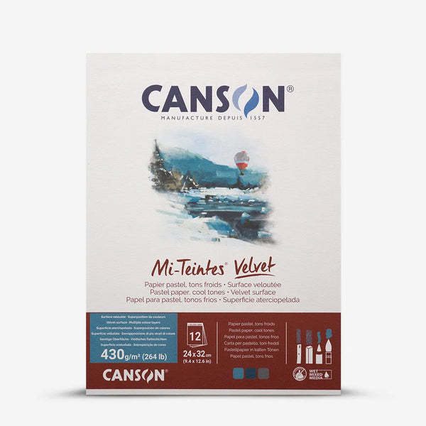 Canson Mi-Teintes Velvet 430gsm Cool Tones Pastel Pads#Size_24X32CM