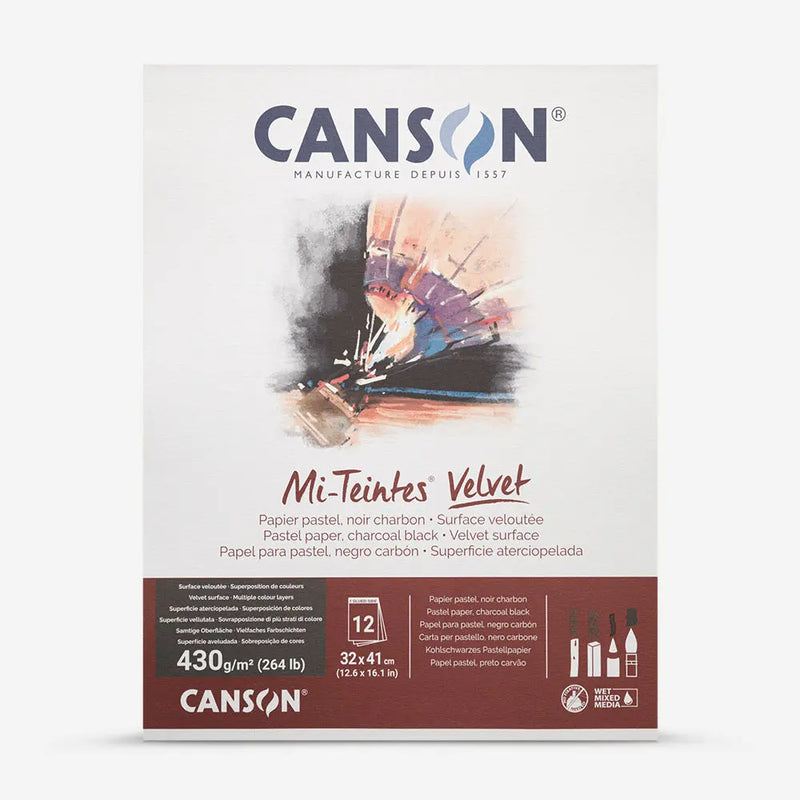 Canson Mi-Teintes Velvet 430gsm Charcoal Black Pastel Pads