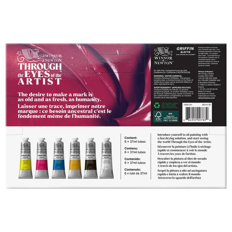 Winsor & Newton Griffin Alkyd Beginner Paint Set 6 x 37ml