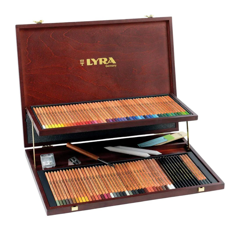 Lyra Polycolor Pencils 2 Shelf Wooden Box Set