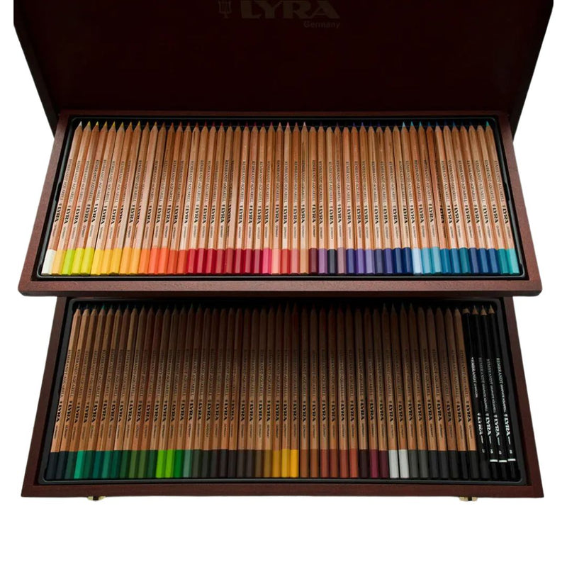 Lyra Aquarell Pencils 2 Shelf Wooden Box Set