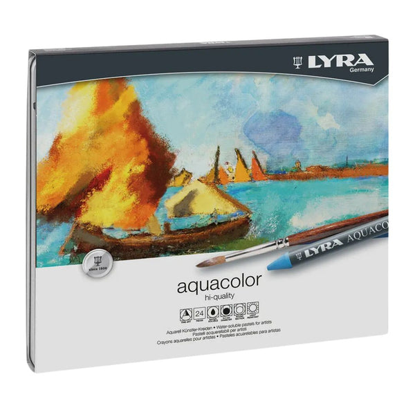 Lyra Aquacolor Water-Soluble Wax Pastels Set of 24