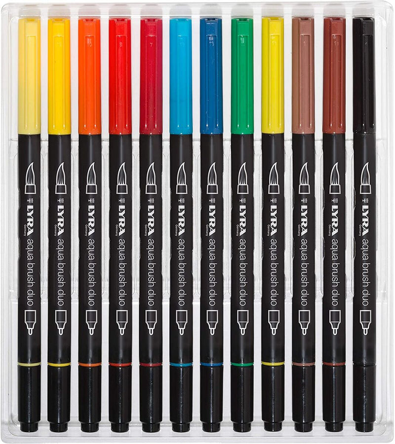 Lyra Aqua Dual Brush Markers Assorted Set of 12