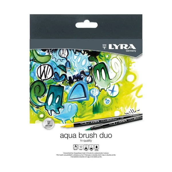 Lyra Aqua Dual Brush Markers Assorted Set of 12