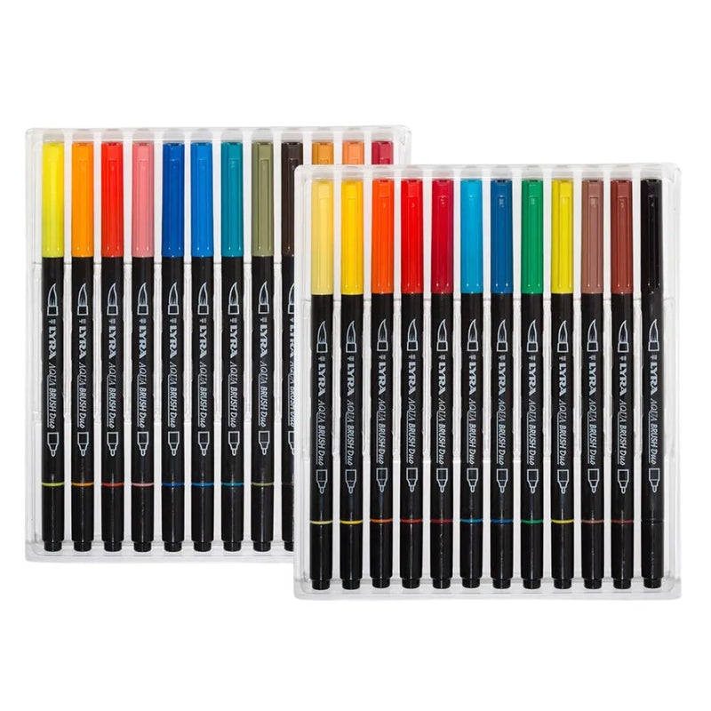 Lyra Aqua Dual Brush Markers Assorted Set of 24