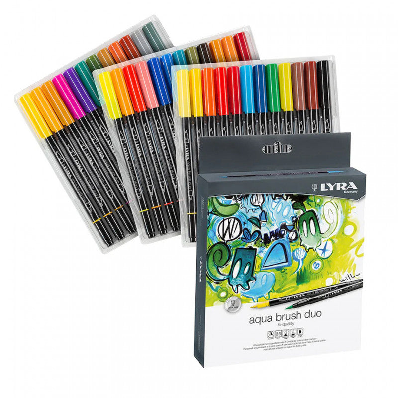 Lyra Aqua Dual Brush Markers Assorted Set of 36