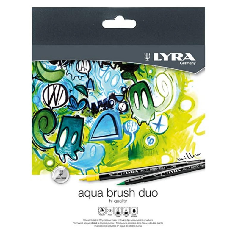 Lyra Aqua Dual Brush Markers Assorted Set of 36