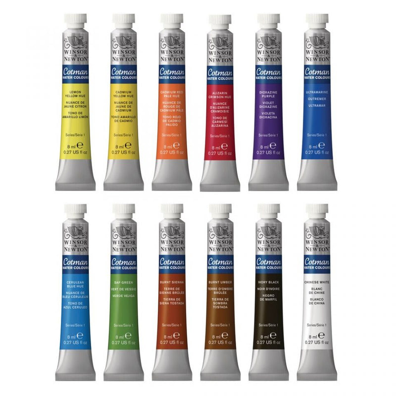 Winsor & Newton Cotman Watercolour 8ml Paint Set of 12