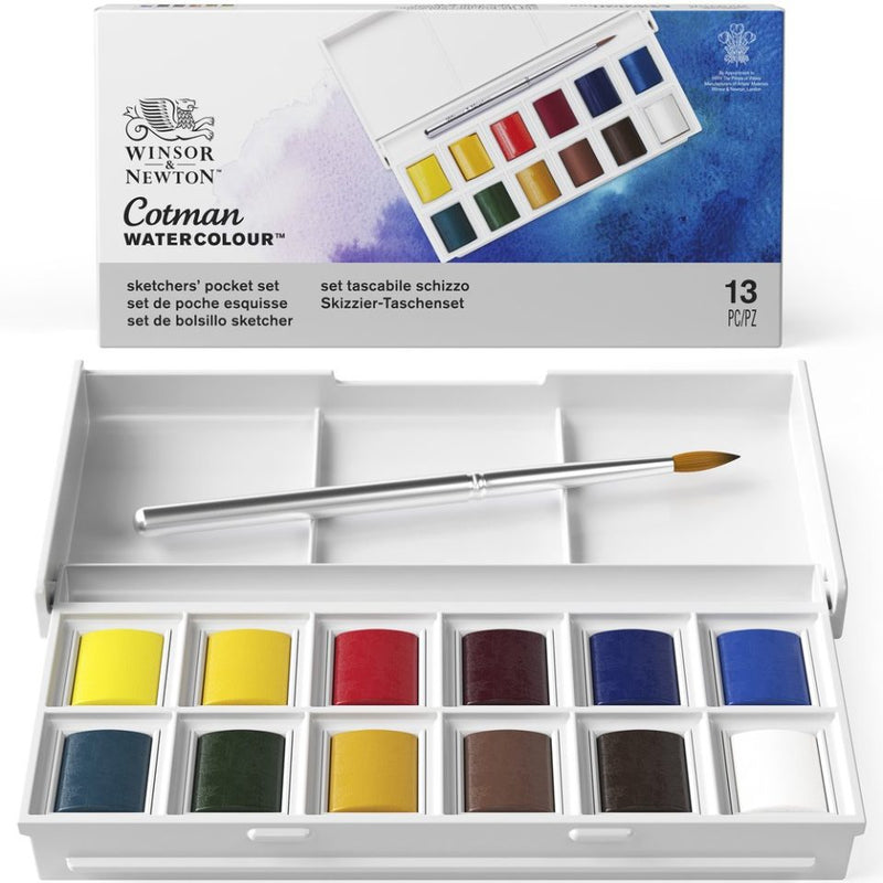 Winsor & Newton Cotman Watercolour Sketchers Pocket Box Of 12 Half Pan