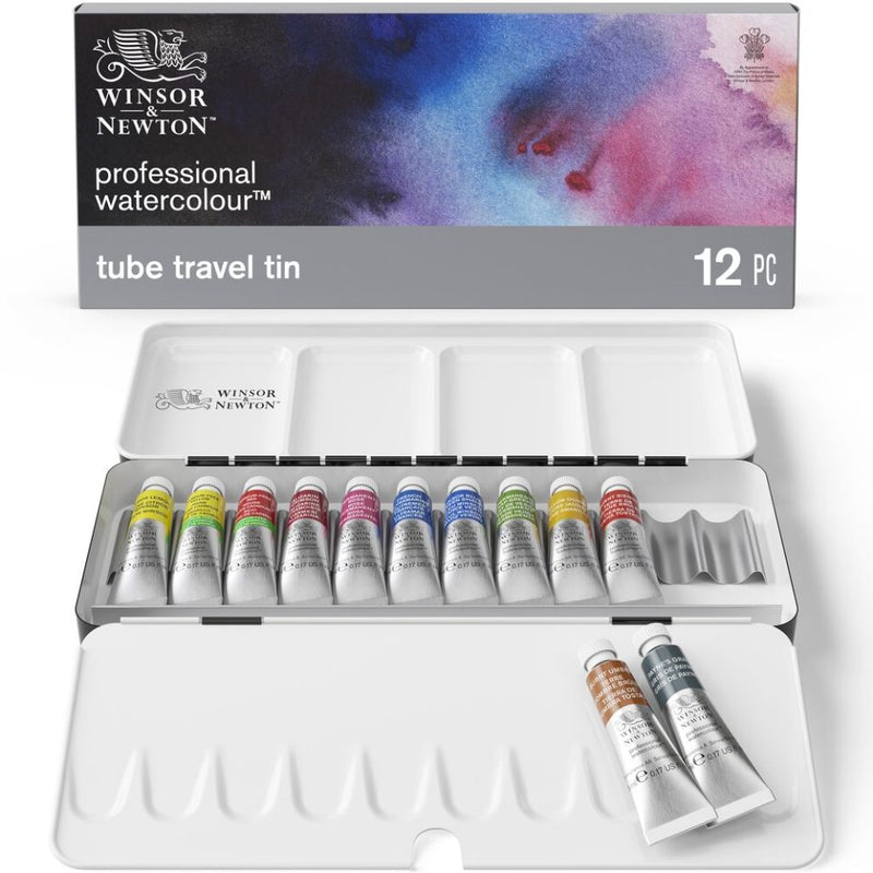 Winsor & Newton Professional Watercolour 5ml Tubes Travel - Tin Of 12