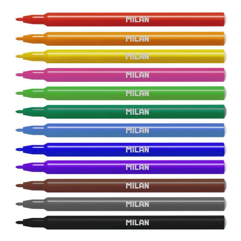 Milan Markers Value Fine Tip Assorted Colours Pack Of 12