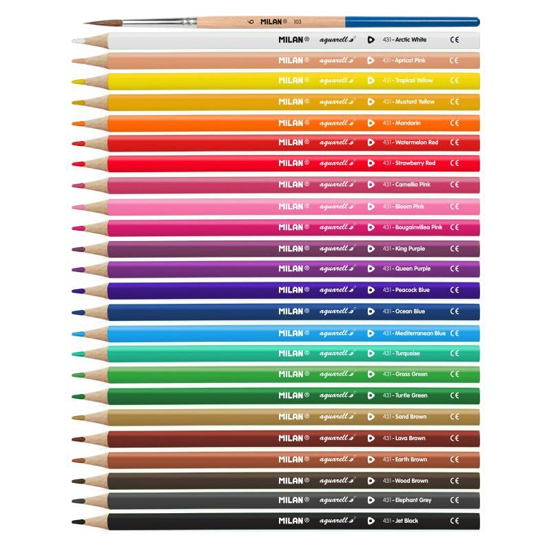 Milan Triangular Water Soluble Coloured Pencils Pack Of 24