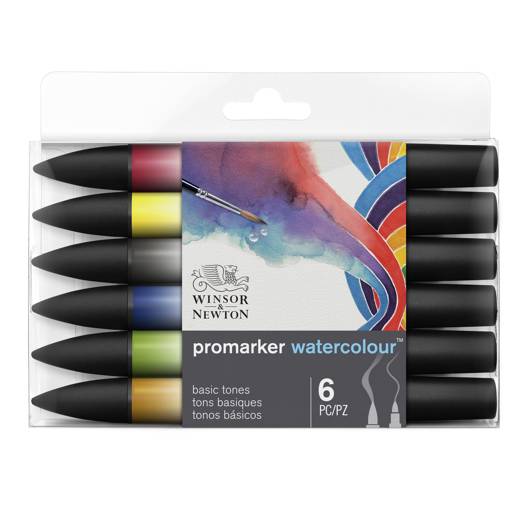 Winsor & Newton Promarker Watercolour Set Of 6 Basic Tones