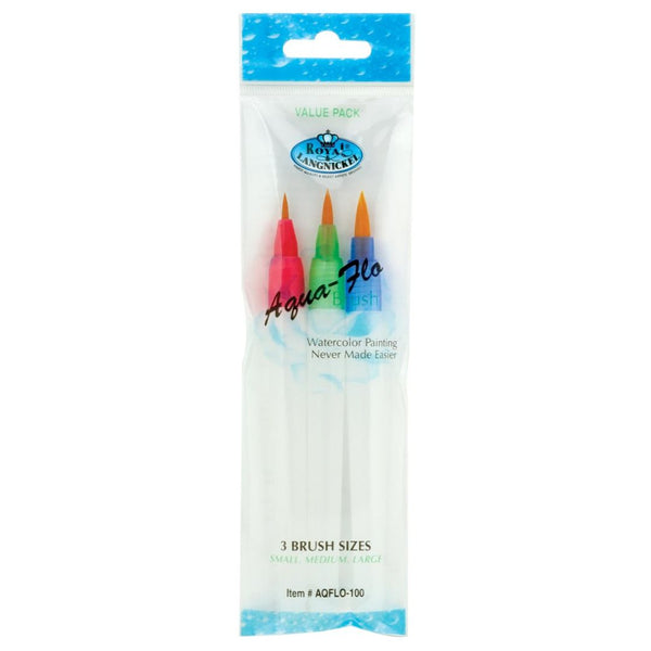 Royal Aqua Flow Watercolour Painting Brushes Assorted Sizes Pack Of 3