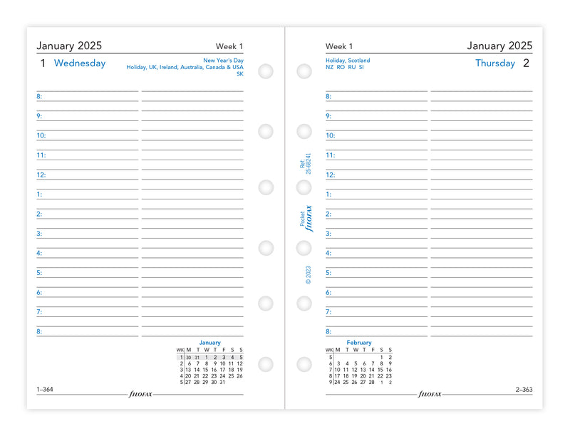 Filofax Classic Day Per Page With Appointments Pocket 2025 Refill