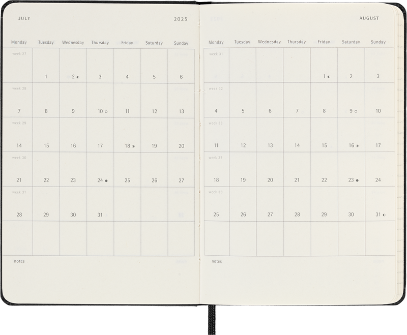 Moleskine 12 Month Weekly + Notes HC Pocket Diaries