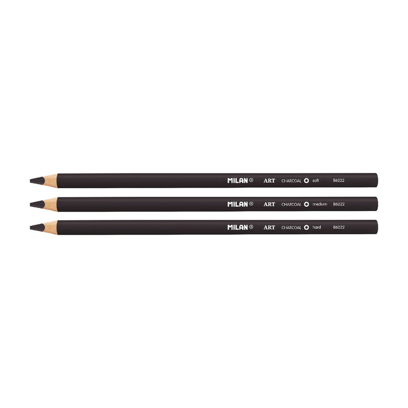 Milan Charcoal Assorted Art Pencils Pack of 3