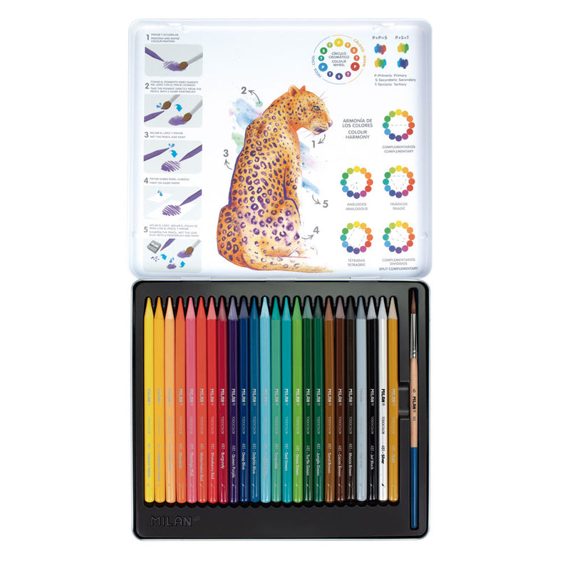 Milan Wood Free Water Soluble Coloured Pencils Set of 25