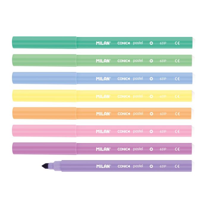 Milan Conic Tip Markers Pastel Colours Pack of 8