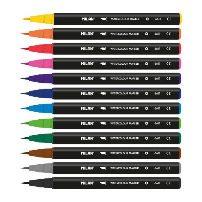 Milan Brush Tip Watercolour Markers Assorted Pack of 12