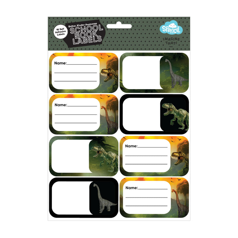 Spencil Jurassic Kingdom Name & Subject Labels Pack of 16