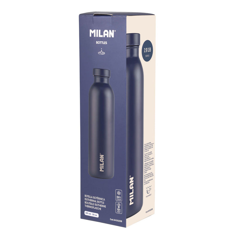 Milan 590ml 1918 Series Navy Blue Stainless Steel Isothermal Bottle