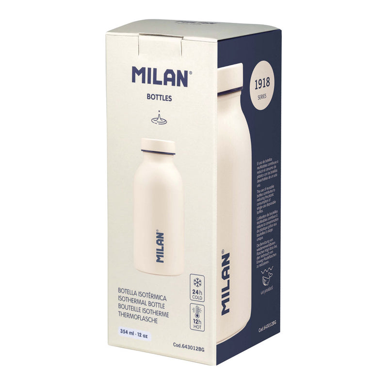 Milan 350ml 1918 Series White Stainless Steel Isothermal Bottle