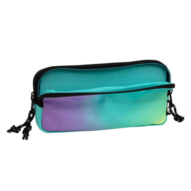 Milan Rectangular 3 Zip Sunset Series Turquoise Pencil Case