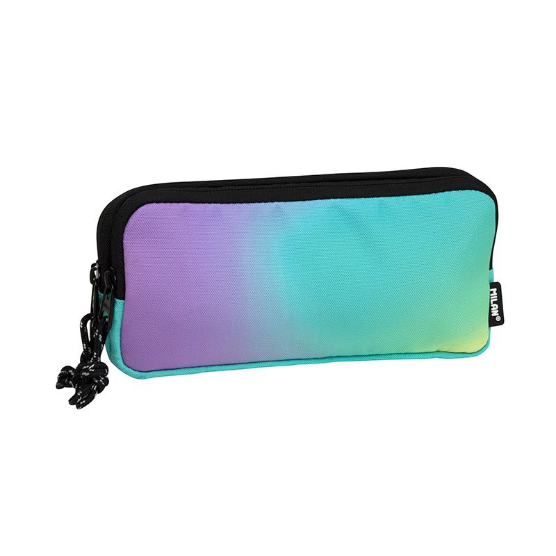 Milan Rectangular 3 Zip Sunset Series Turquoise Pencil Case