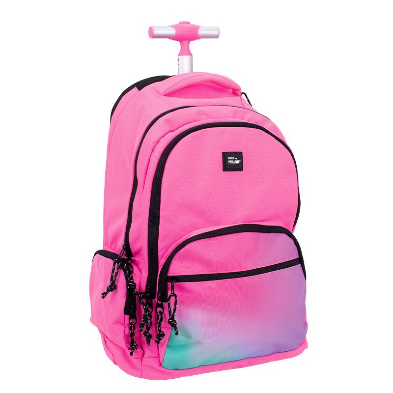 Milan 6 Zip 25L Sunset Series Pink Wheeled Backpack