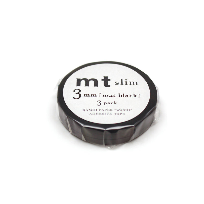 MT 3mm x 7m Matte Black Washi Tape Set of 3