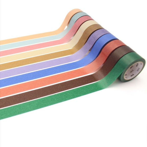 MT 15mm x 7m Muted Colours Washi Tape Set of 10