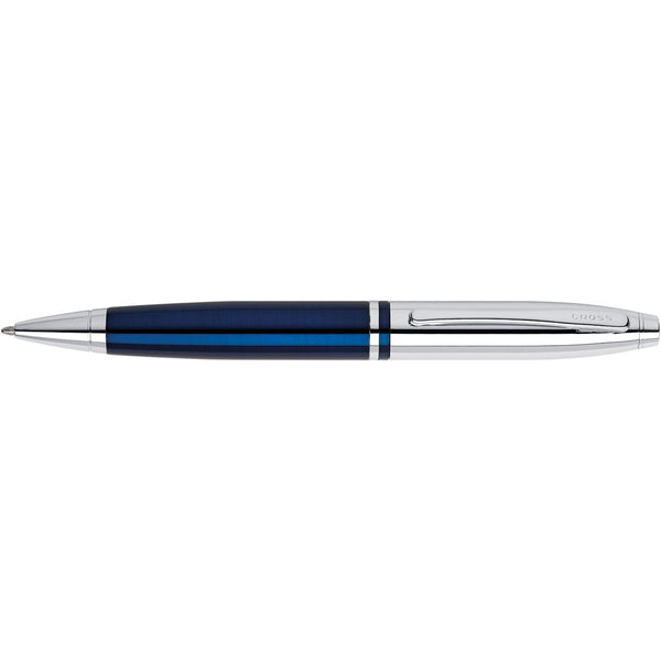 Cross Calais Chrome and Blue Lacquer Medium Nib Ballpoint Pen