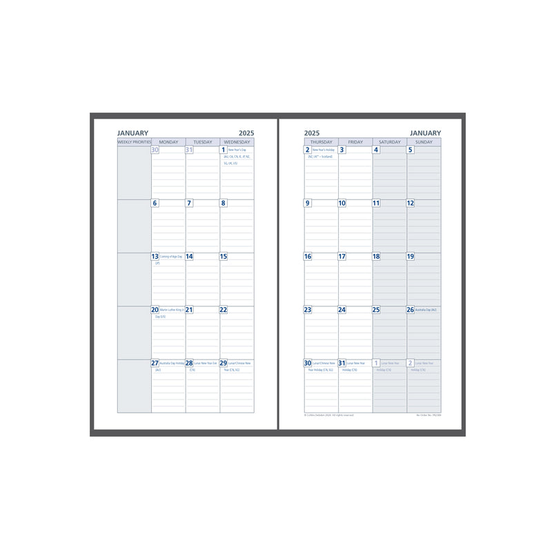 Debden Personal Month to View 2025 Dayplanner Refill