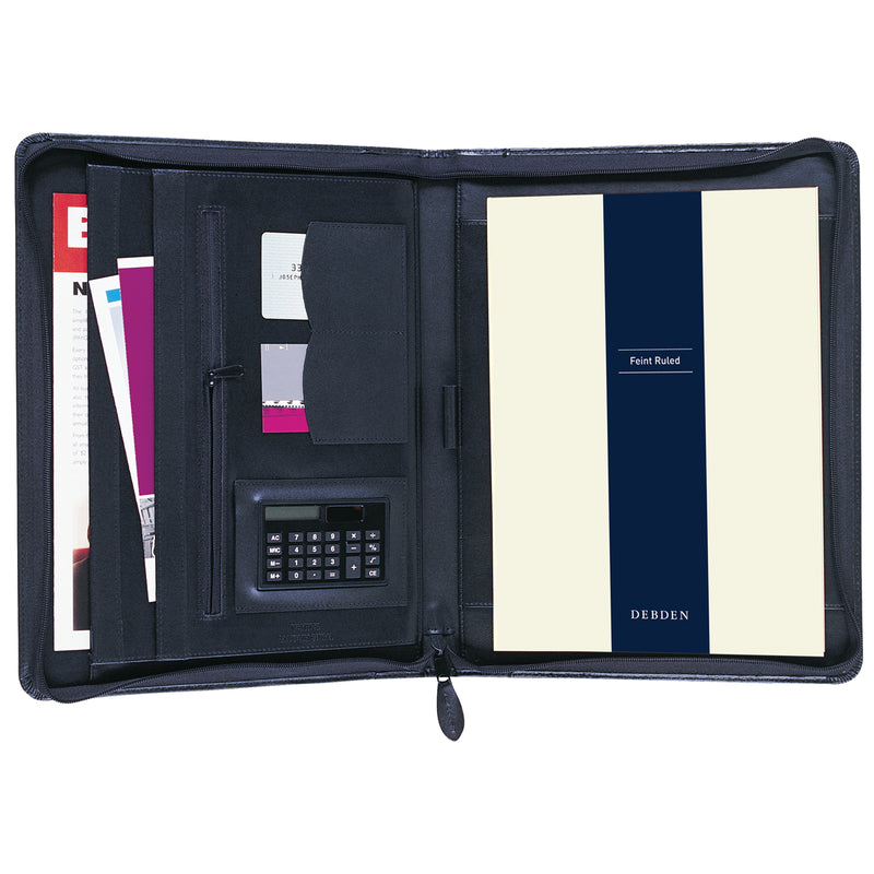 Debden Executive A4 Zippered Leather Black Compendium Portfolio