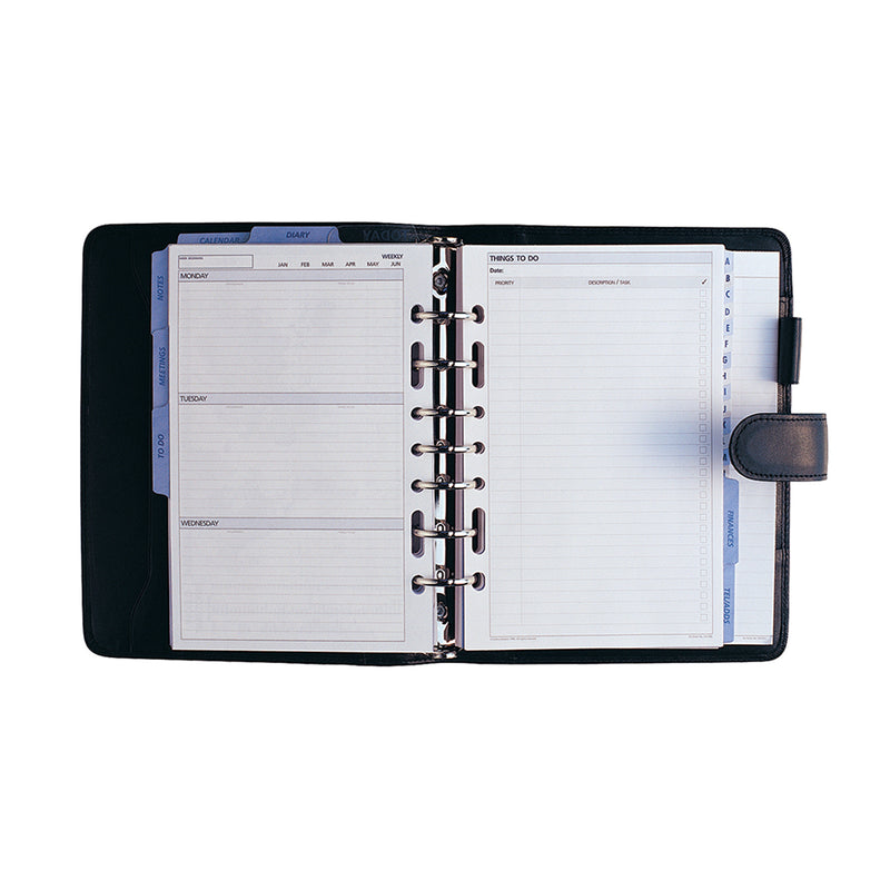 Debden Desk Snap Closure PU Black Dayplanner Organiser