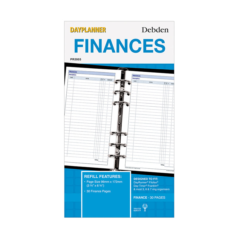 Debden Personal Finances Dayplanner Refill