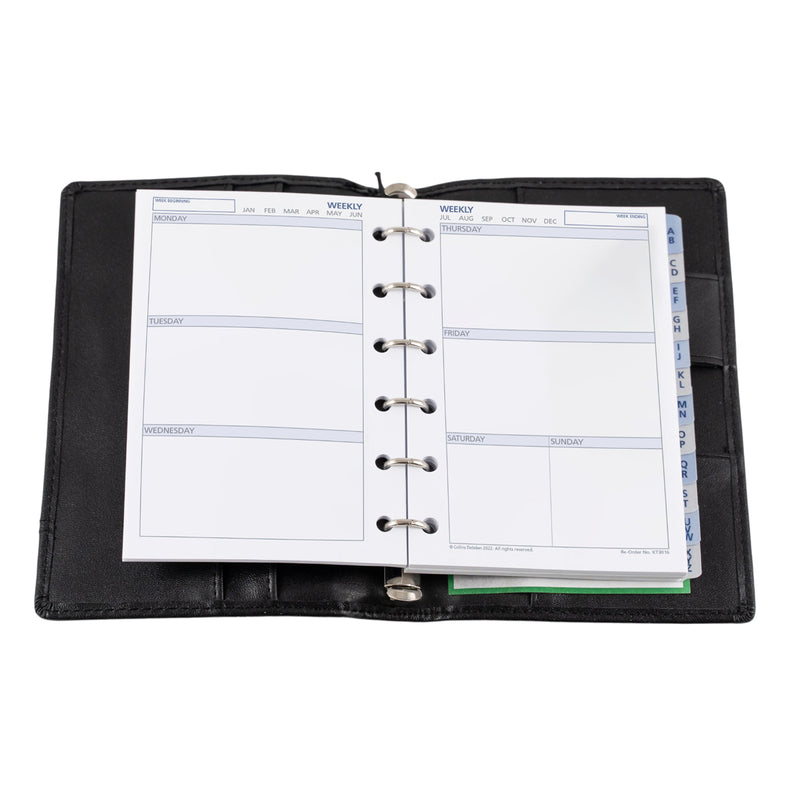 Debden Pocket Slim Leather Black Dayplanner Organiser