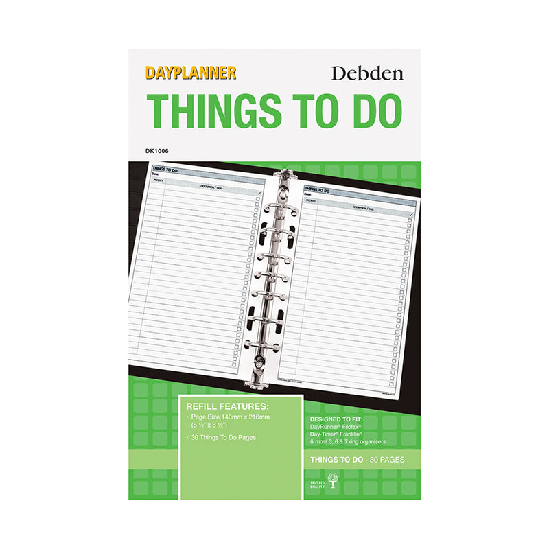 Debden Desk Things to Do Dayplanner Refill