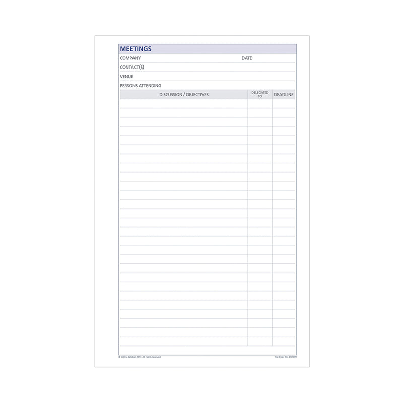 Debden Desk Meetings Dayplanner Refill